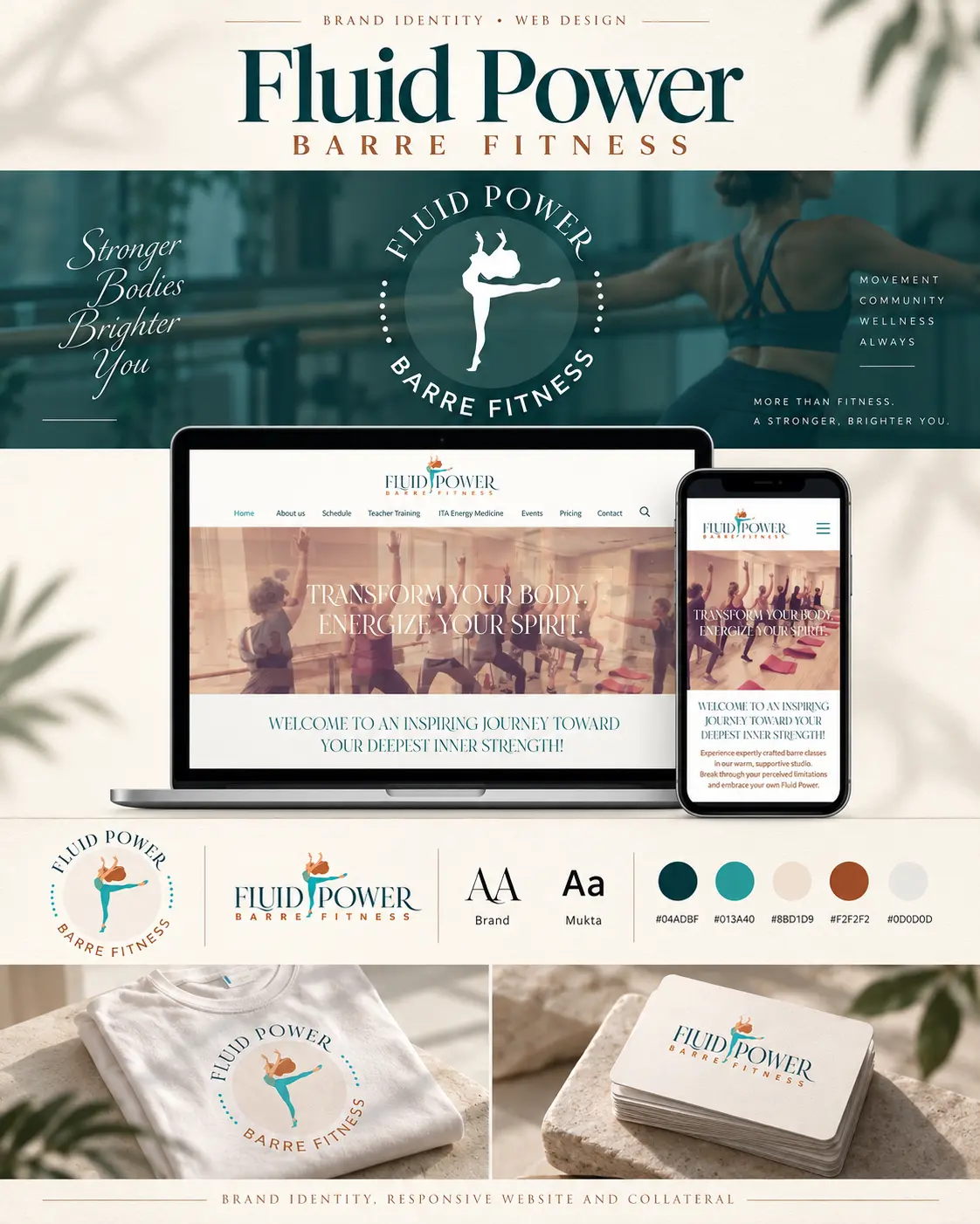 Fluid Power Barre Fitness brand identity, website and marketing collateral by The Foxsy Designs.