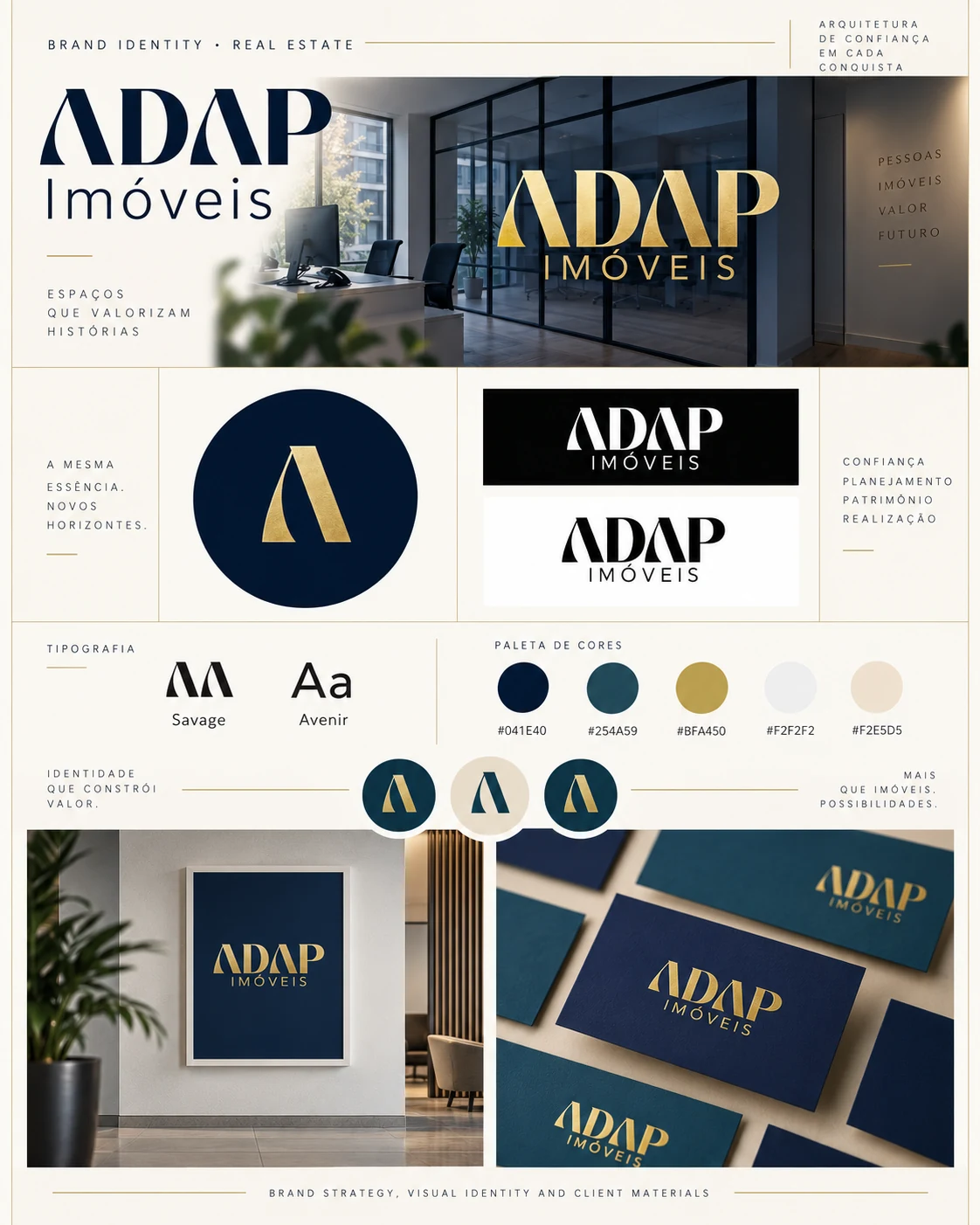 ADAP Imóveis real-estate visual identity and branded client materials by The Foxsy Designs.