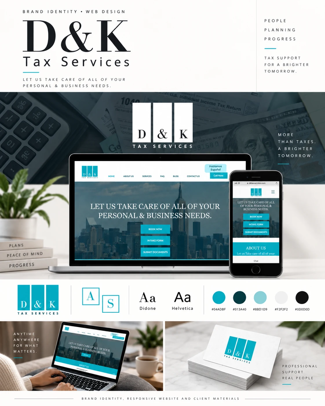 D&K Tax Services branding, responsive website and client materials by The Foxsy Designs.